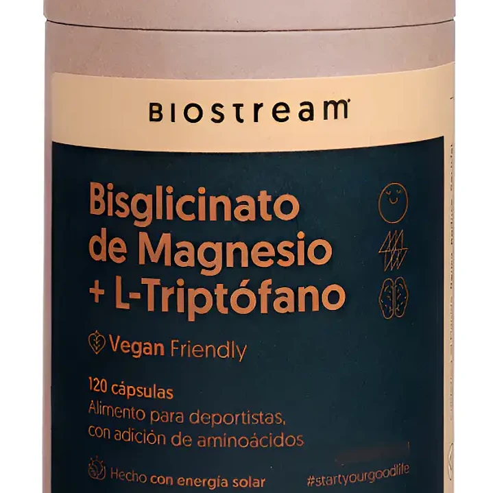 Bisglicinato de magnesio + triptófano, 120 cápsulas, Biostream 1