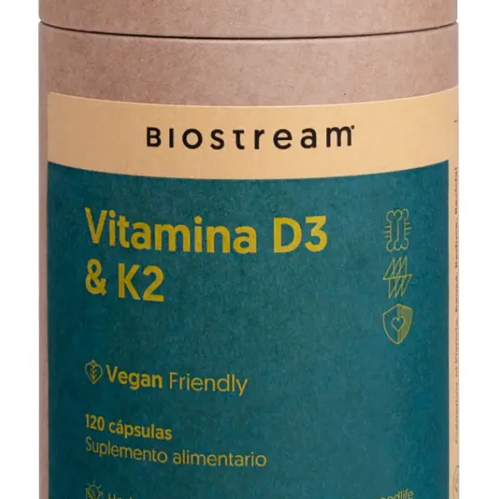 Vitamina D3 y K2, 120 cápsulas, Biostream 1