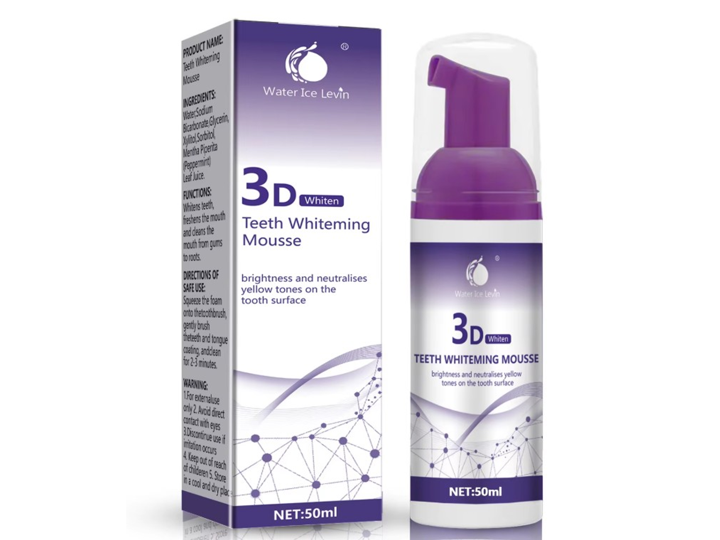 Mousse Dental 3D Water Ice Levin – Cuidado Estético y Frescura Bucal – 50 ml 1
