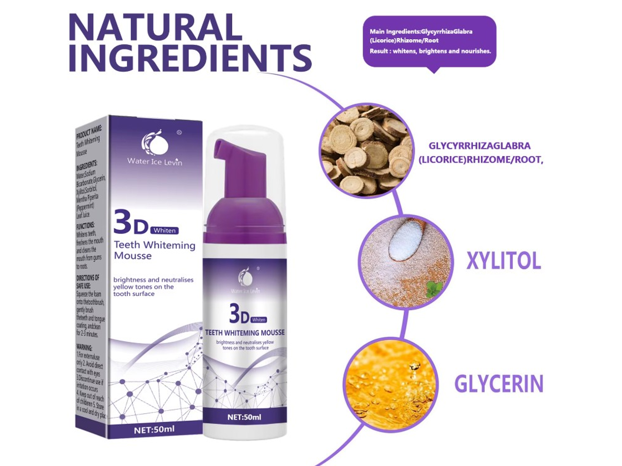 Mousse Dental 3D Water Ice Levin – Cuidado Estético y Frescura Bucal – 50 ml 2