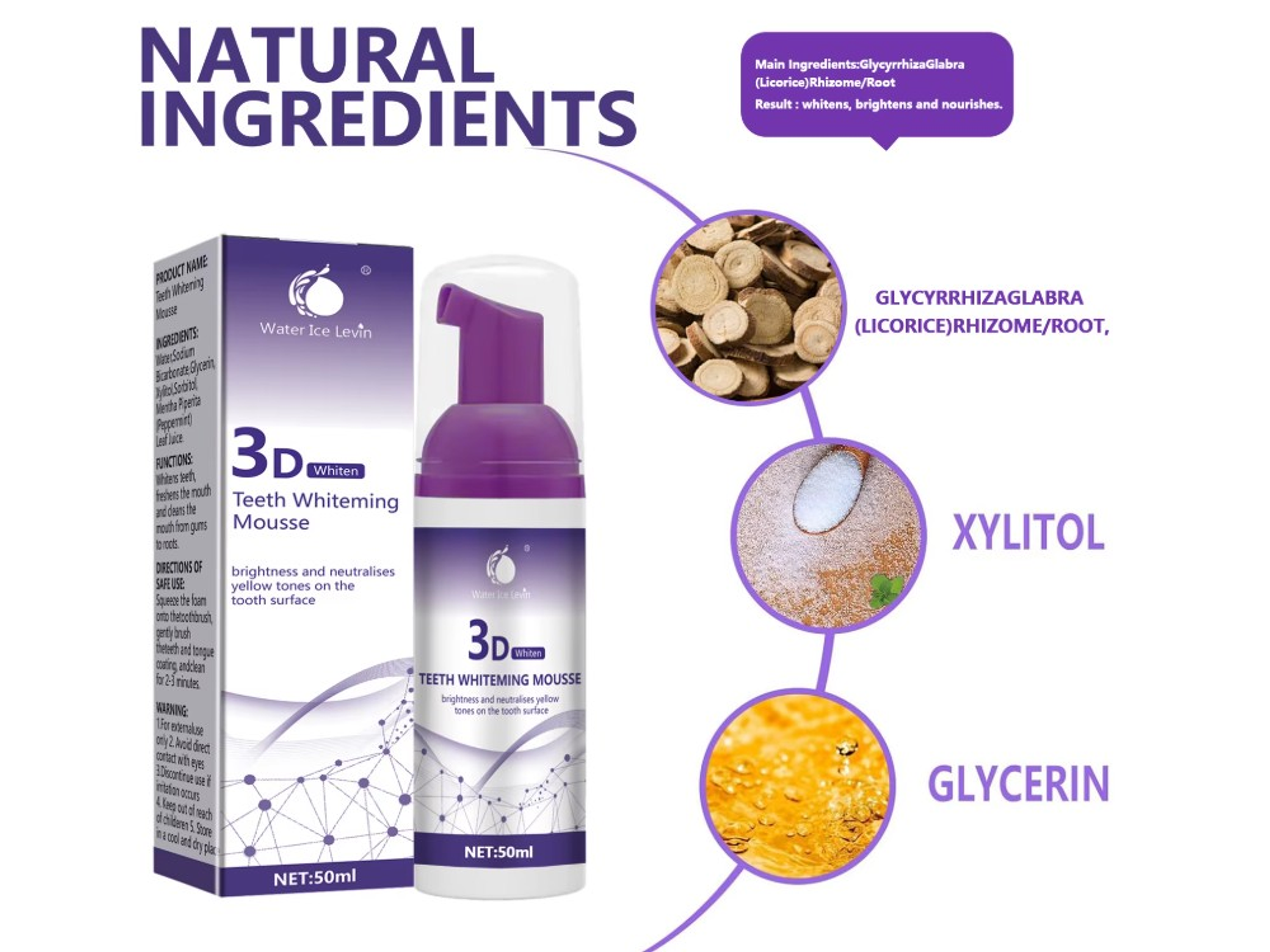 Mousse Dental 3D Water Ice Levin – Cuidado Estético y Frescura Bucal – 50 ml 2