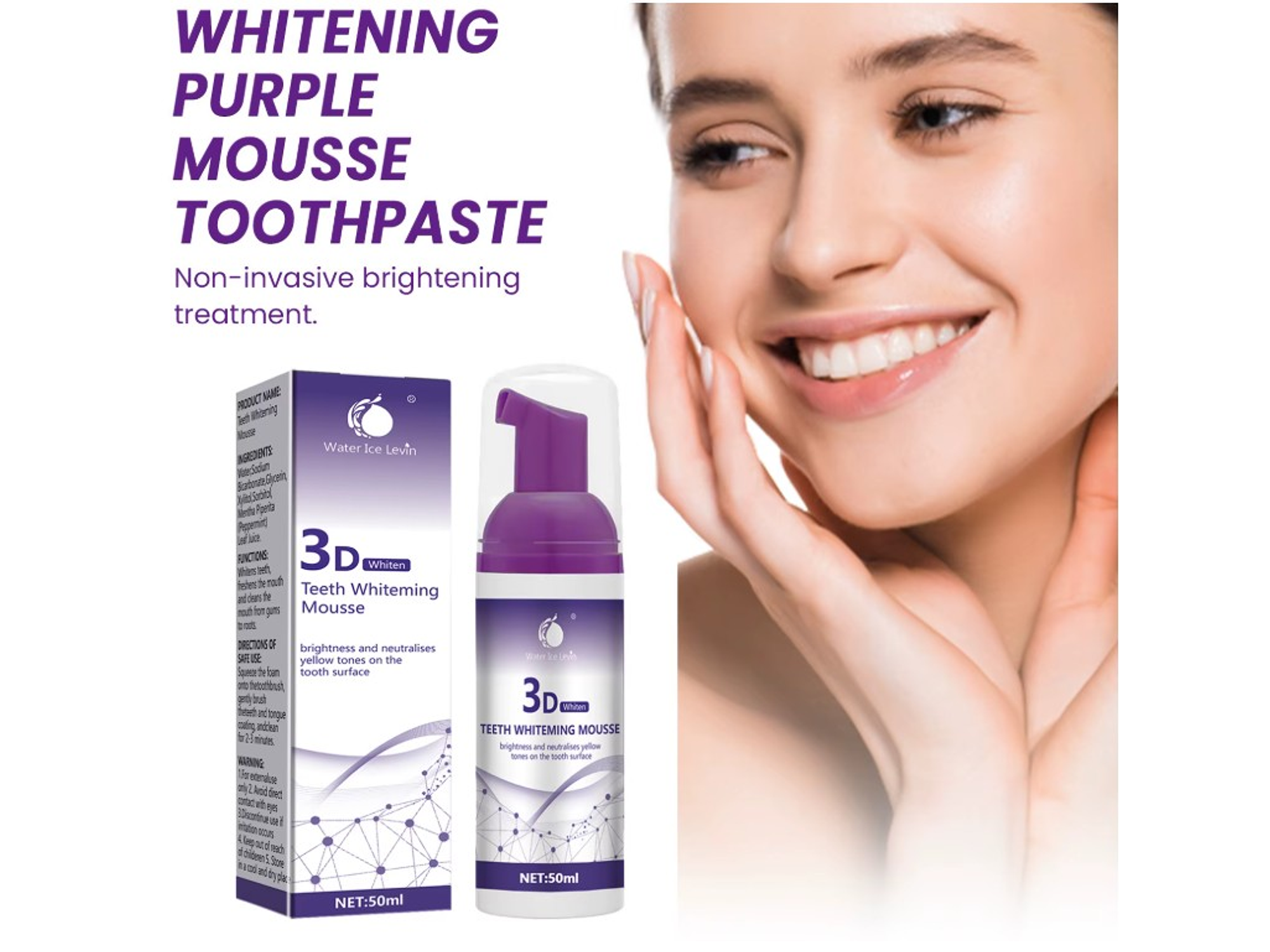 Mousse Dental 3D Water Ice Levin – Cuidado Estético y Frescura Bucal – 50 ml 4