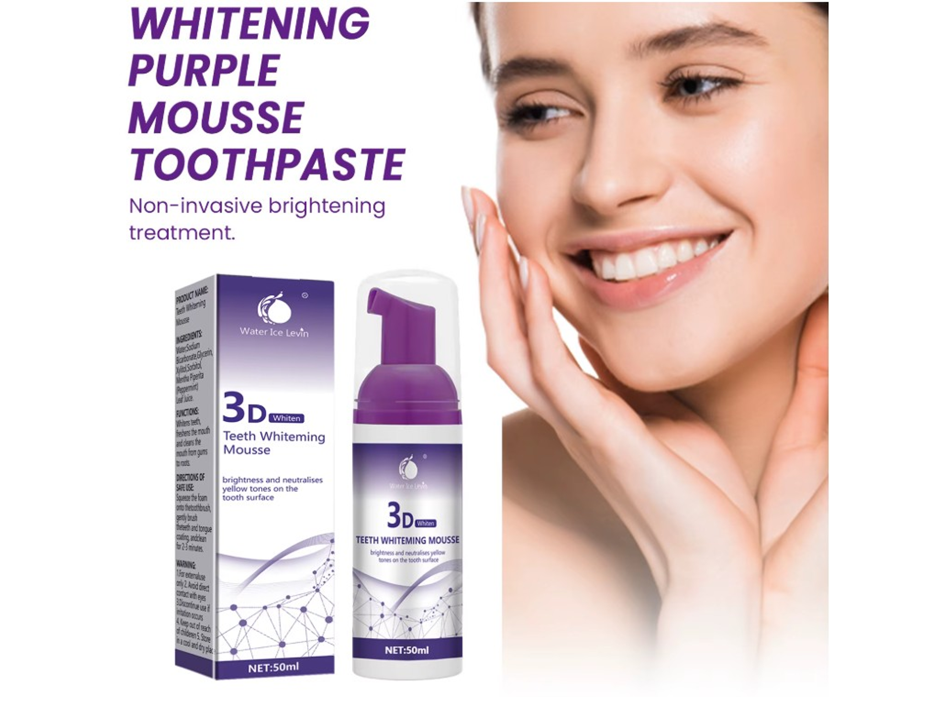 Mousse Dental 3D Water Ice Levin – Cuidado Estético y Frescura Bucal – 50 ml 4