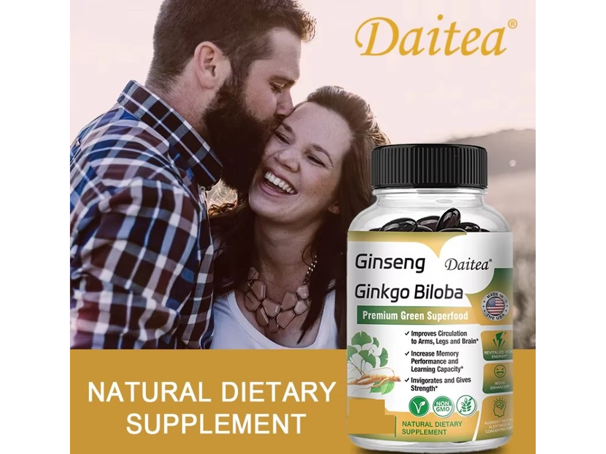 Suplemento de Ginseng Rojo Coreano de Alta Potencia con Ginkgo Biloba – 30 cápsulas 2