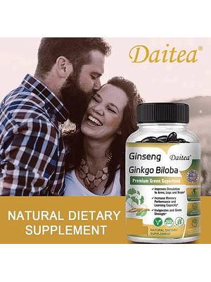Suplemento de Ginseng Rojo Coreano de Alta Potencia con Ginkgo Biloba – 30 cápsulas