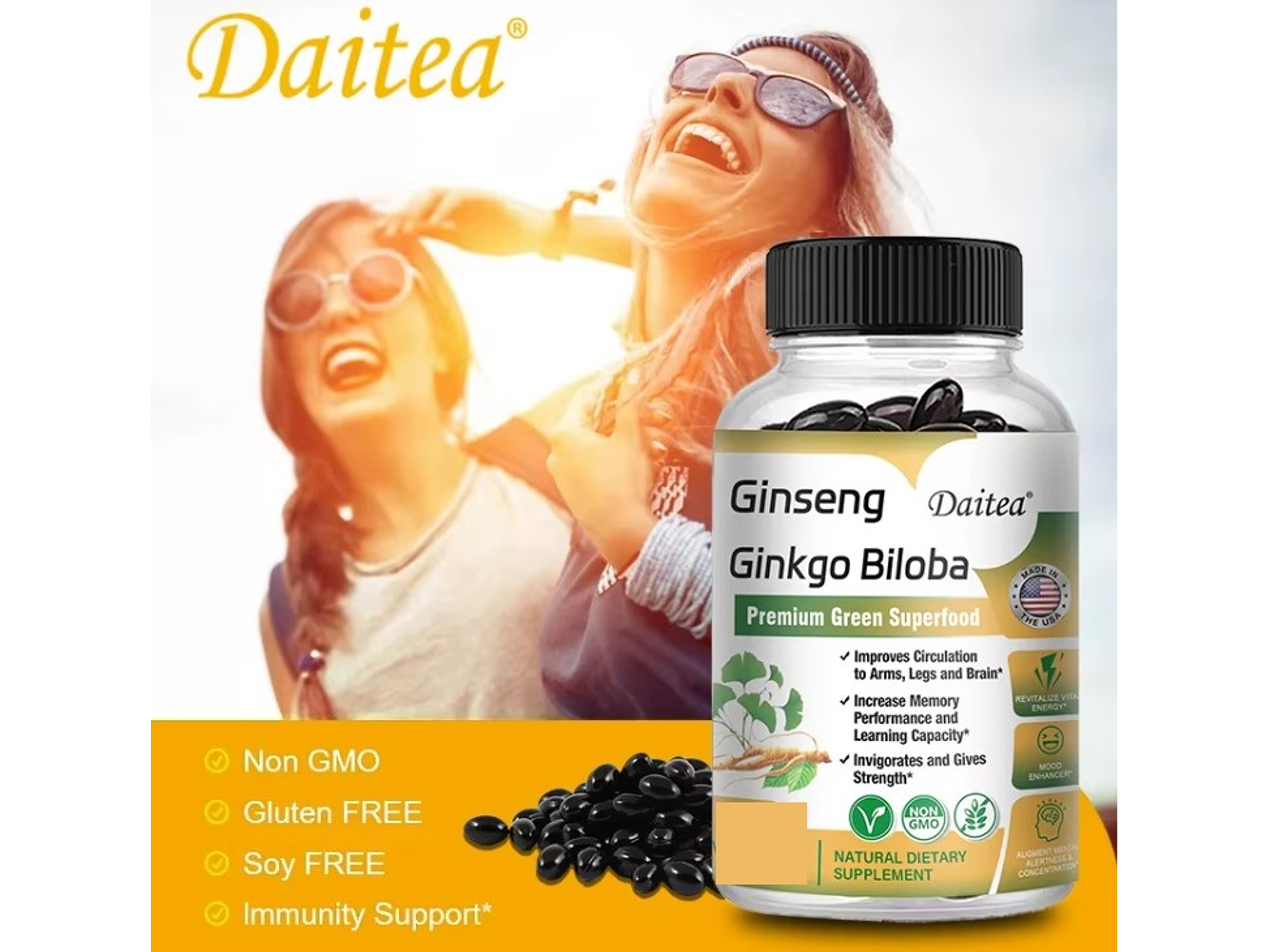 Suplemento de Ginseng Rojo Coreano de Alta Potencia con Ginkgo Biloba – 30 cápsulas 3