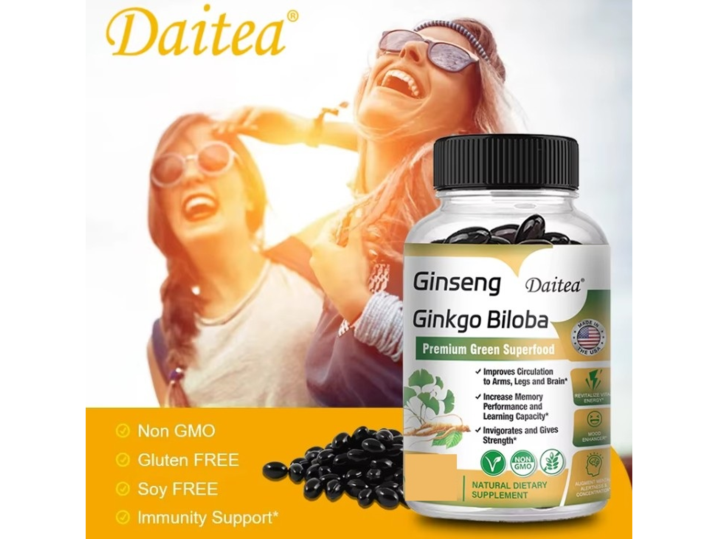 Suplemento de Ginseng Rojo Coreano de Alta Potencia con Ginkgo Biloba – 30 cápsulas 3