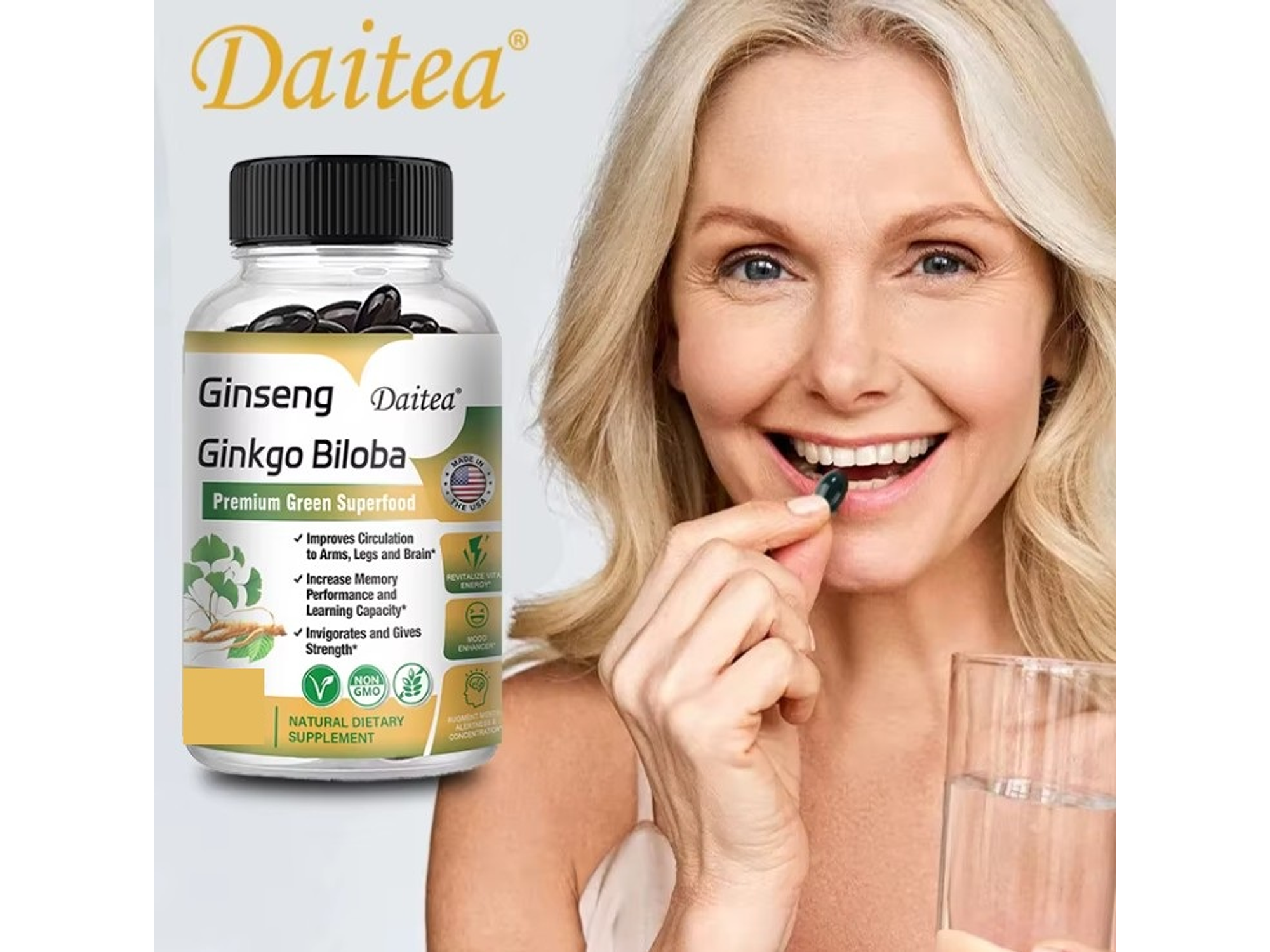 Suplemento de Ginseng Rojo Coreano de Alta Potencia con Ginkgo Biloba – 30 cápsulas 4