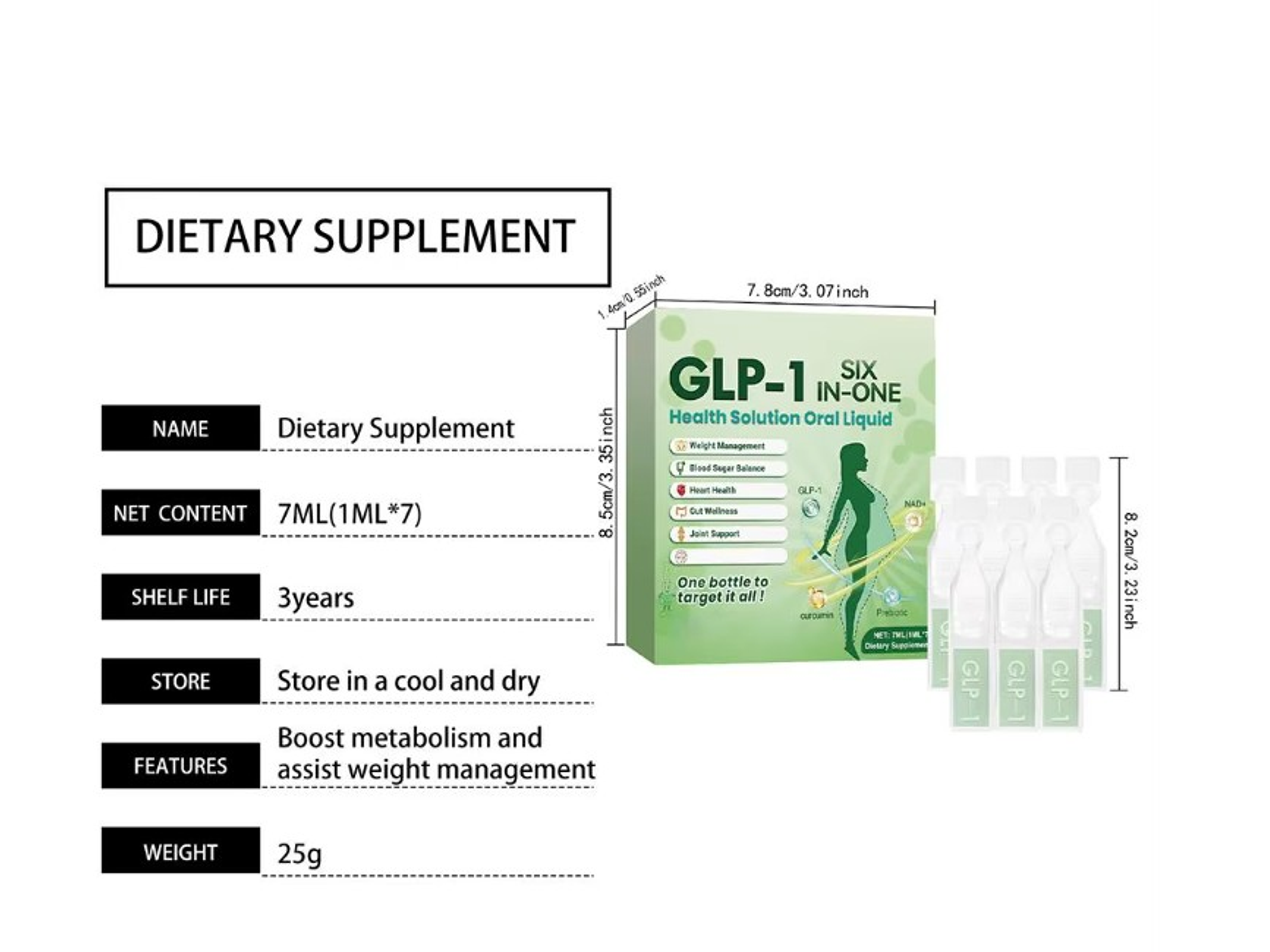 GLP-1 Líquido Oral – Soporte Corporal 6 en 1  – 7 unidades 3