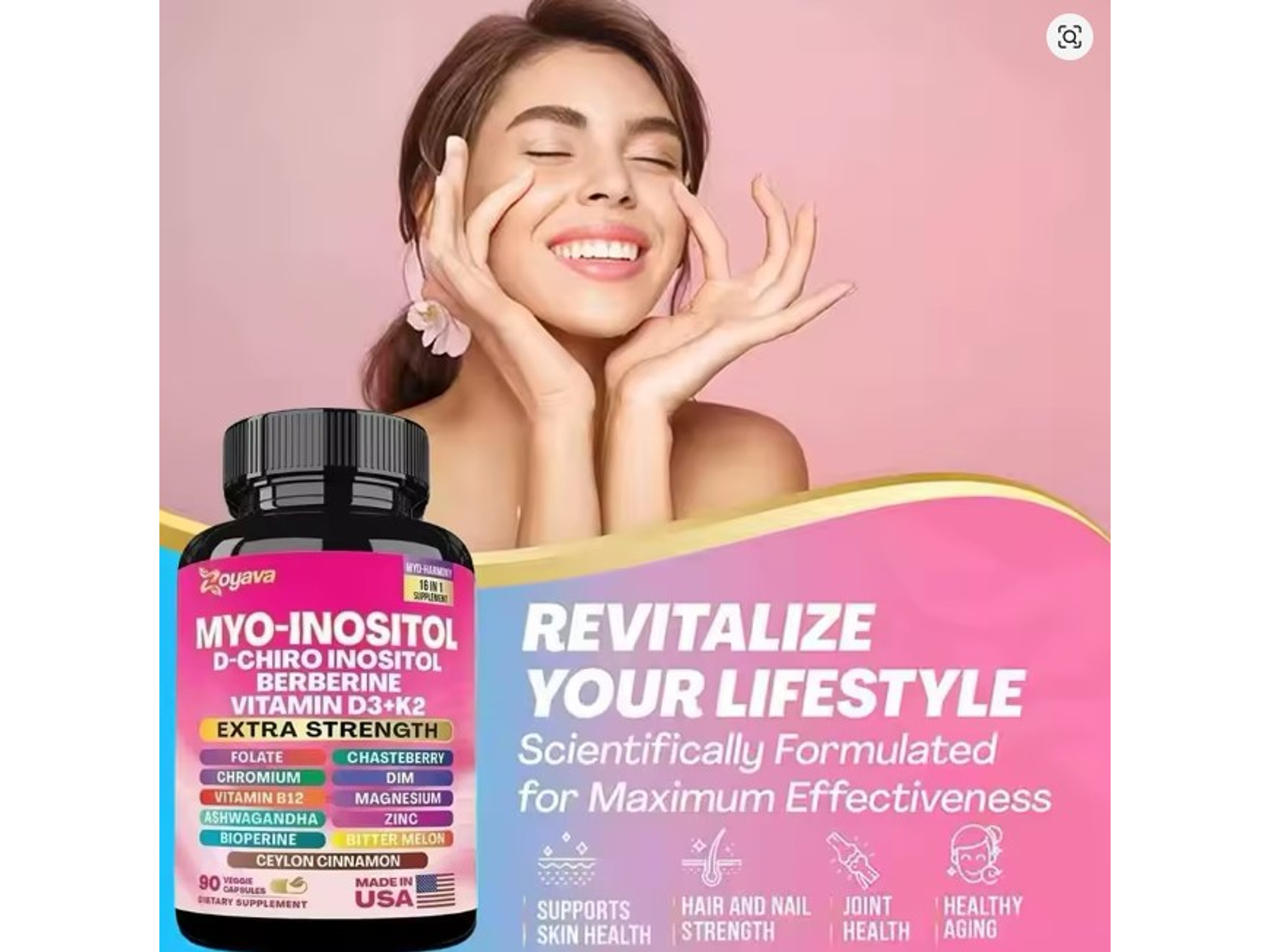 Myo-Inositol + D-Chiro Inositol con Vitaminas y Minerales – 90 cápsulas 1