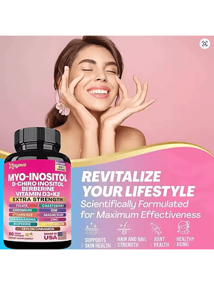 Myo-Inositol + D-Chiro Inositol con Vitaminas y Minerales – 90 cápsulas