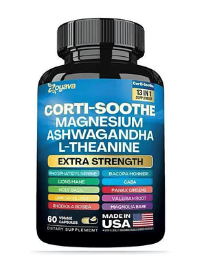Ashwagandha  y L-Theanine con Corti-Soothe Magnesium – 60 cápsulas