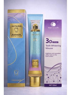 OFERTA ! Kit Blanqueamiento Dental –2 Pastas con Nicotinamida +1 Mousse 3D Whiten