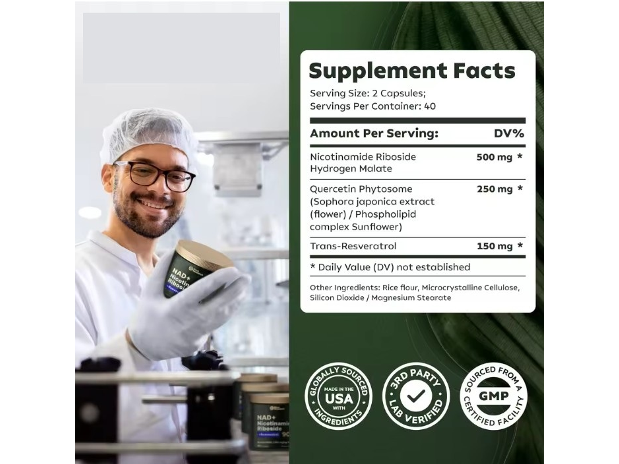 Nicotinamida Ribósido Liposomal 900 mg + Resveratrol, 80 capsulas 4