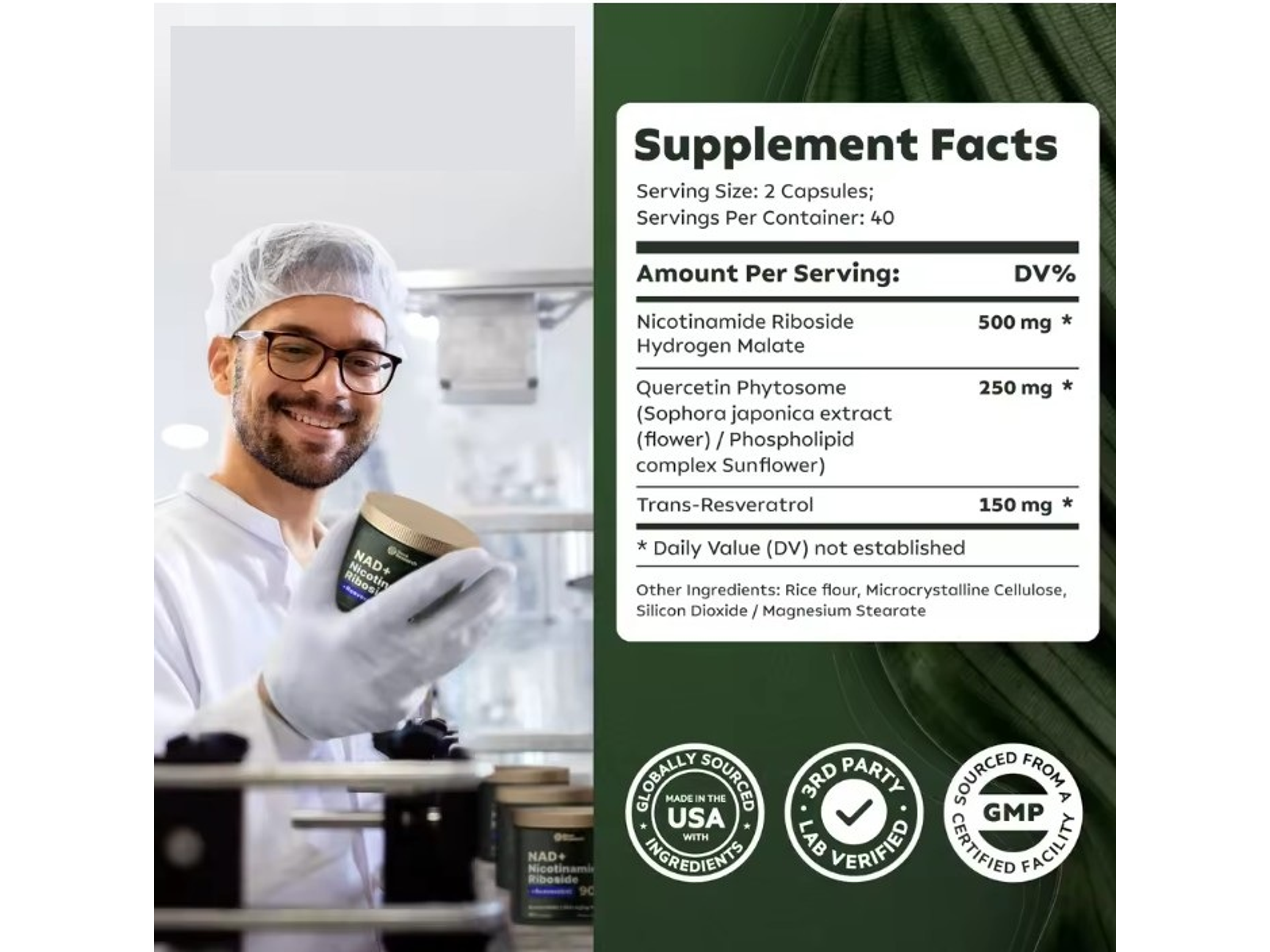 Nicotinamida Ribósido Liposomal 900 mg + Resveratrol, 80 capsulas 4