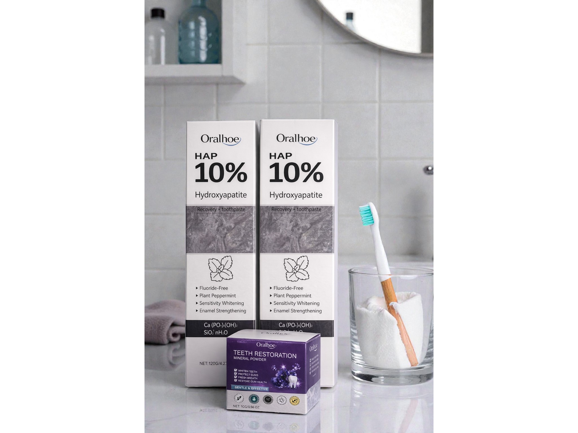 OFERTA! Kit Oralhoe Cuidado Dental – 2 Pastas HAP 10% + 1 Polvo Mineral 1