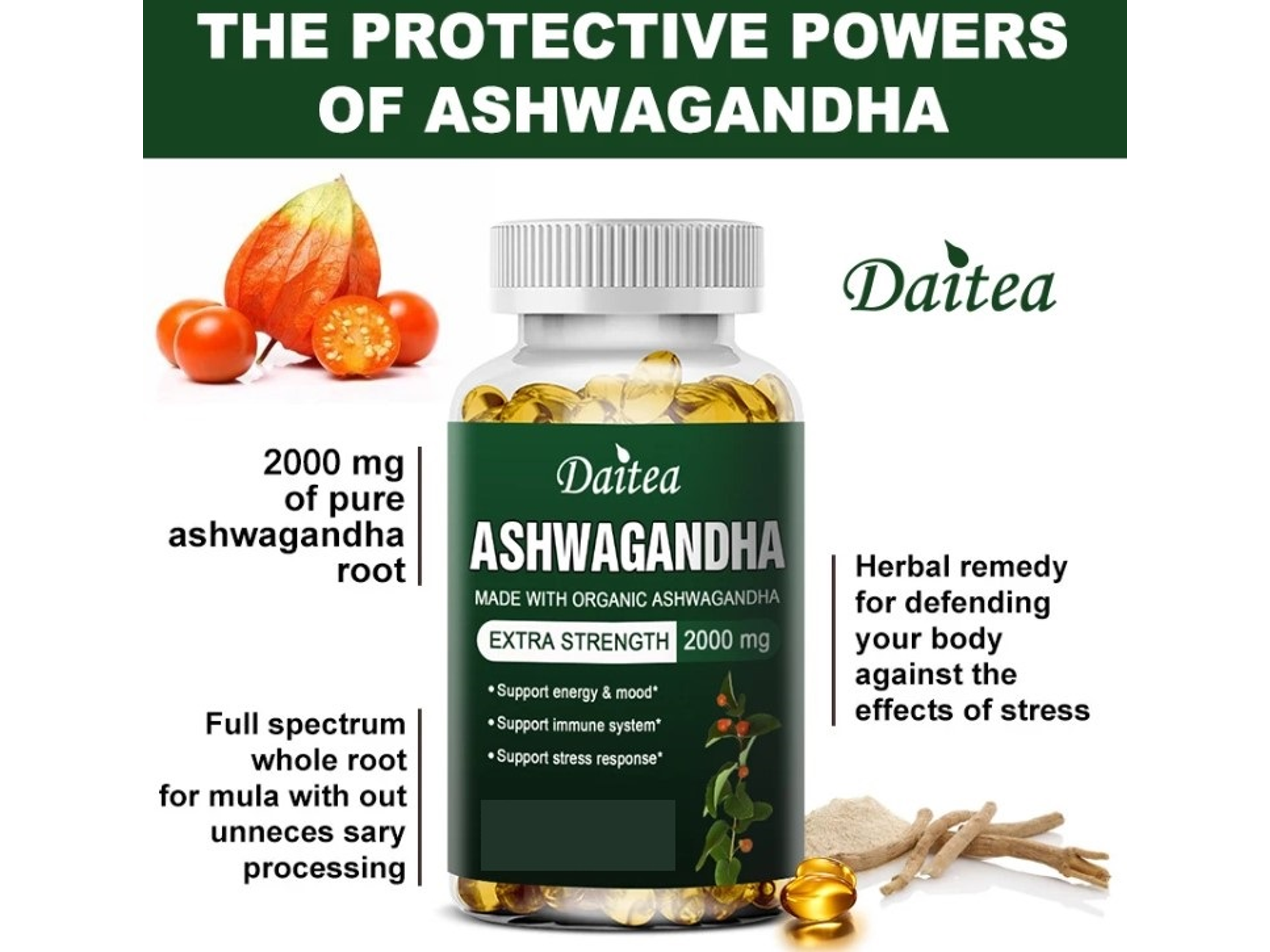 Ashwagandha 2000 mg Suplemento Alimenticio 30 Cápsulas 3