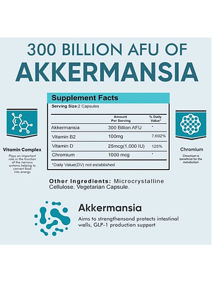 Akkermansia Probióticos 300 Billion AFR – 60 cápsulas