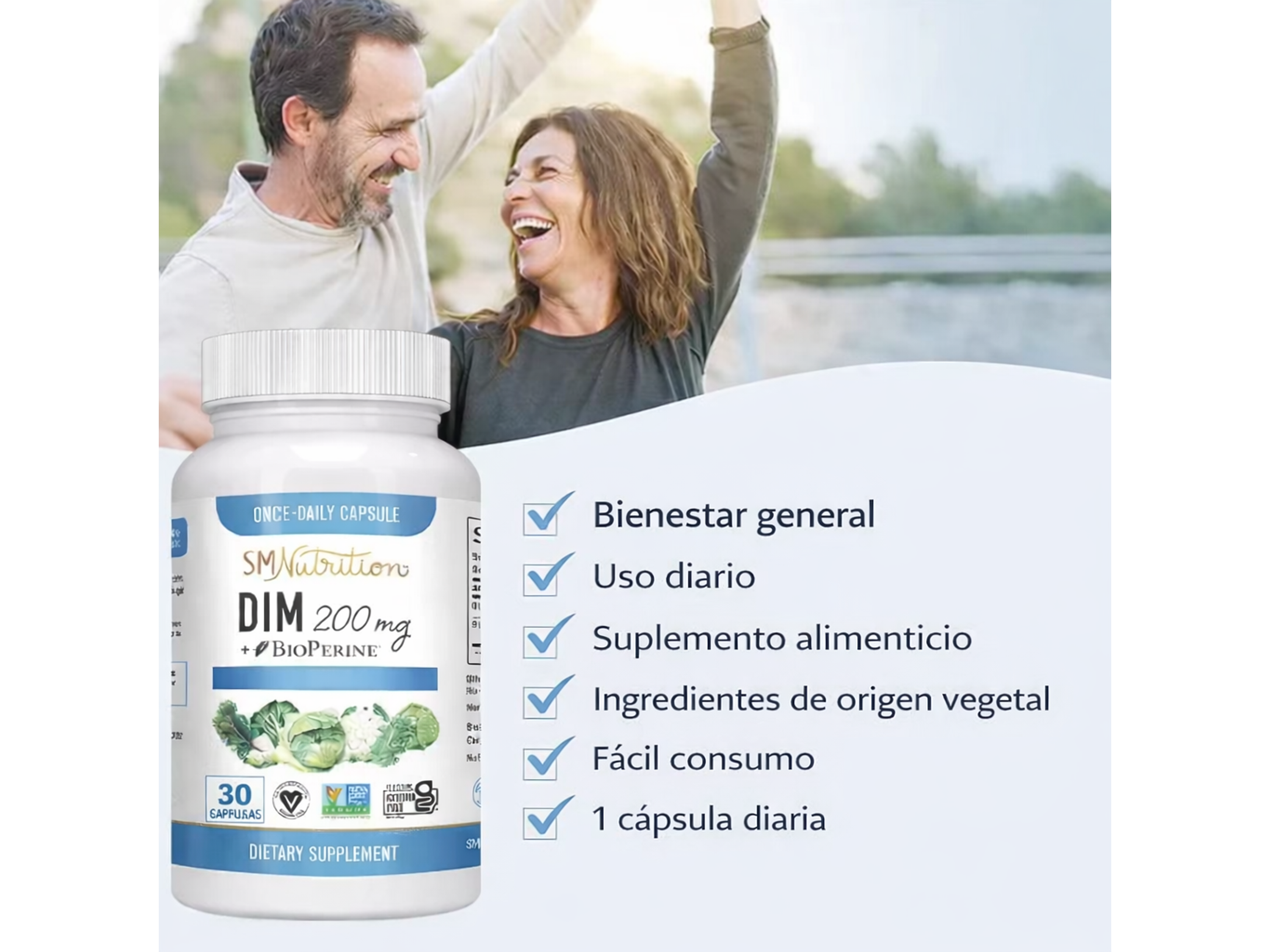 DIM 200 mg + BioPerine 2,5 mg Suplemento Alimenticio 30 Cápsulas 3