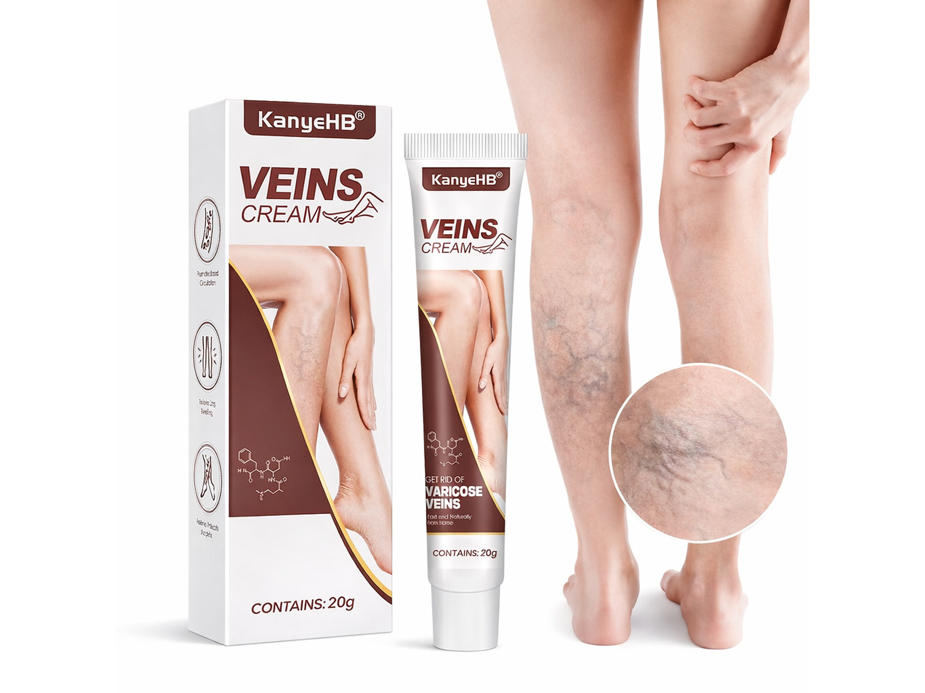 Crema KanyeHB a Base de Extractos Naturales para el Cuidado de Piernas y Sensación de Pesadez – 20 g 3