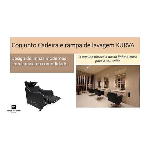 Conjunto Cadeira de Cabeleireiro e Rampa de lavagem mod. KURVA