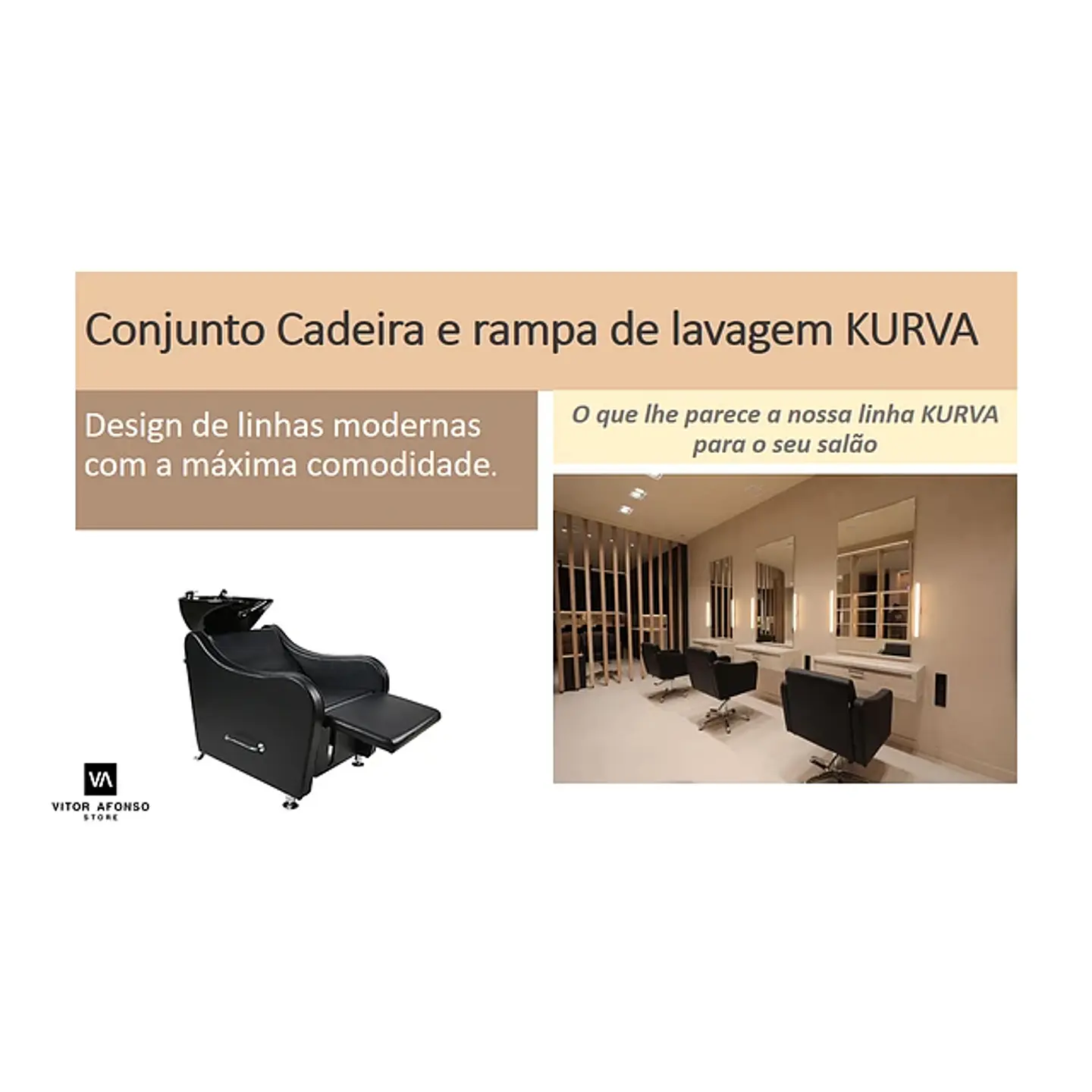 Conjunto Cadeira de Cabeleireiro e Rampa de lavagem mod. KURVA 2
