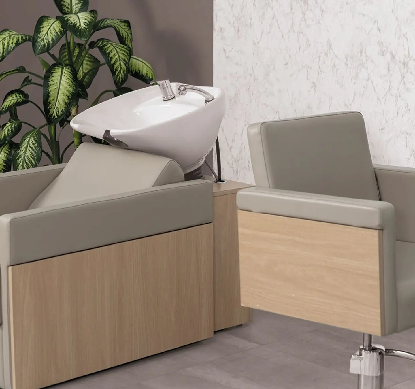 Conjunto Rampa de Lavagem e Cadeira de corte RUSTIK  1