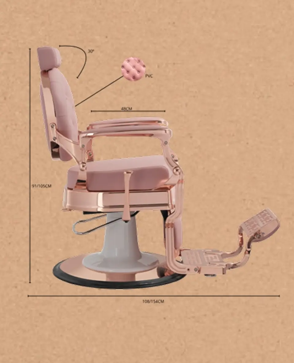 Cadeira de barbeiro modelo BUZZ Rose-Rose 6