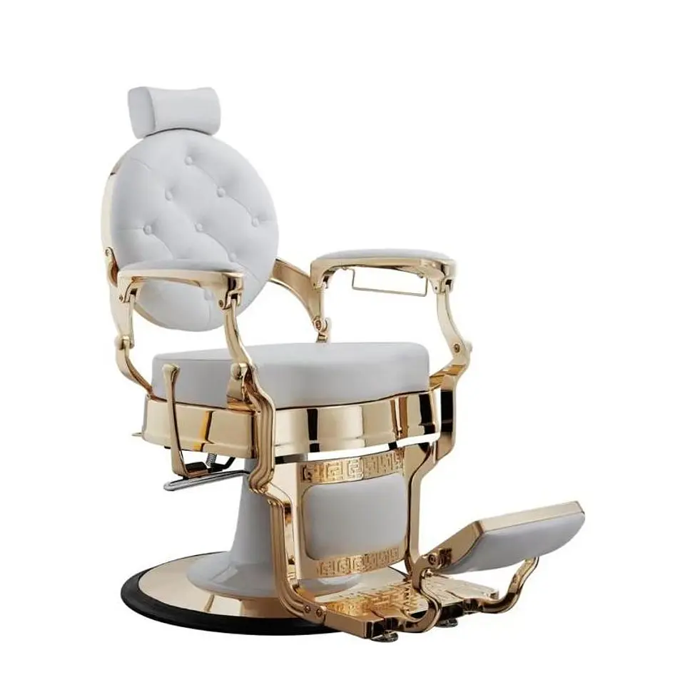 Cadeira de Barbeiro modelo BUZZ Gold-White 1