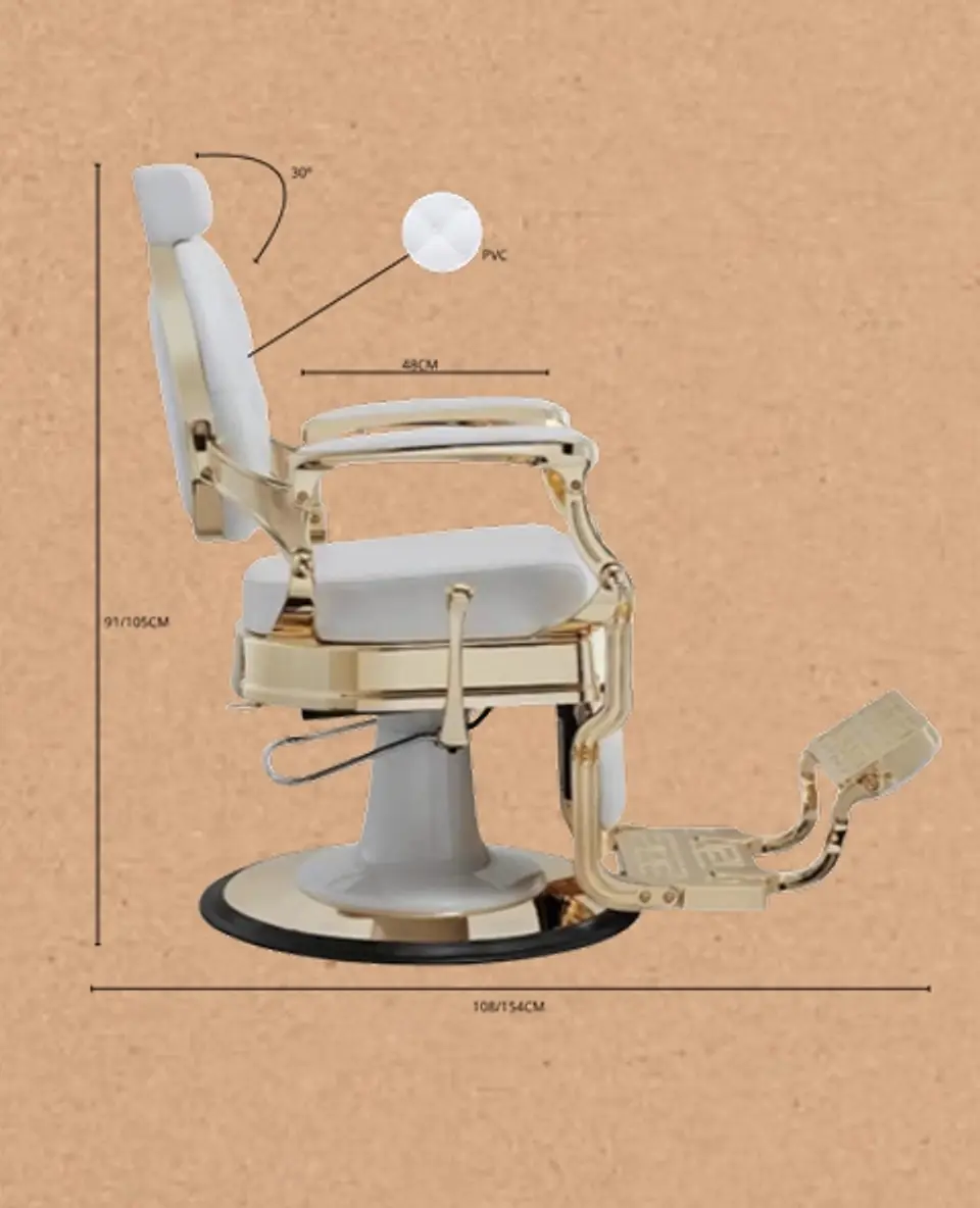 Cadeira de Barbeiro modelo BUZZ Gold-White 4