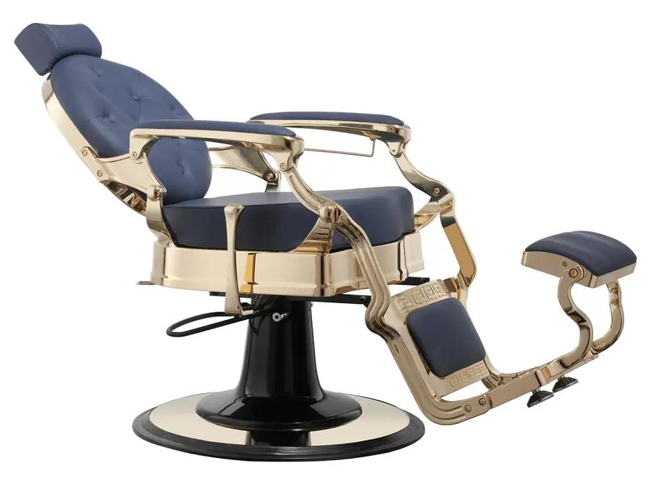 Cadeira de Barbeiro modelo BUZZ Gold Blue 2