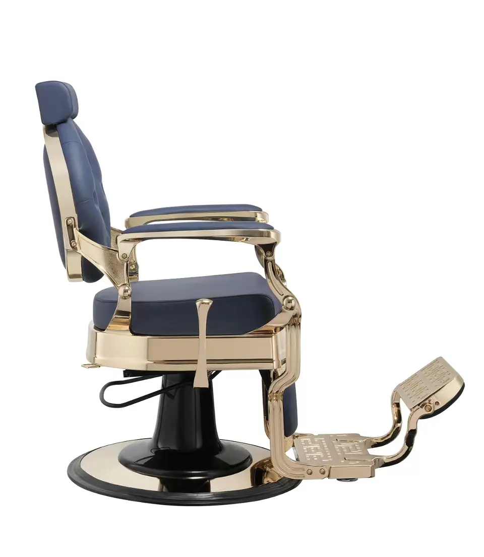 Cadeira de Barbeiro modelo BUZZ Gold Blue 4