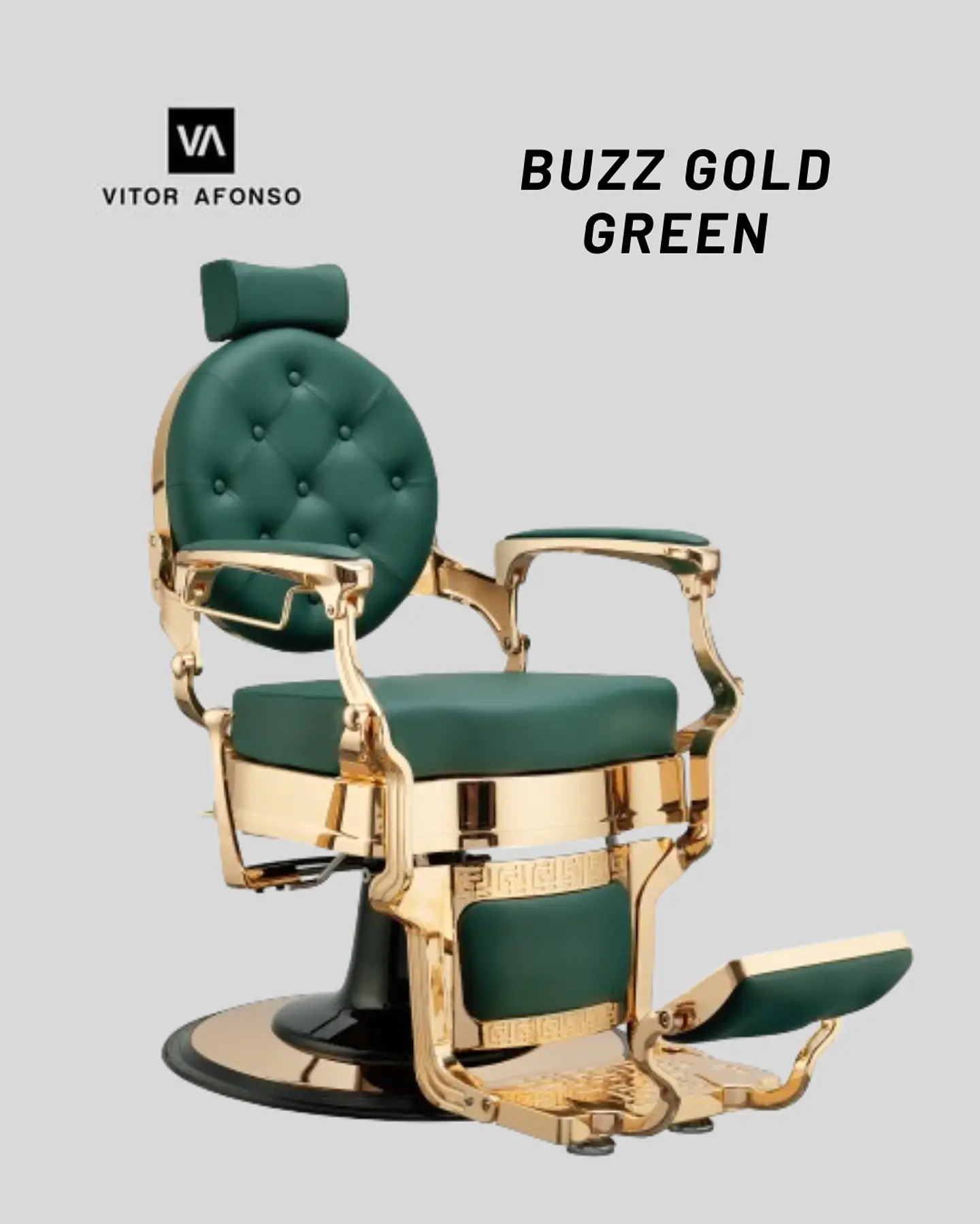 Cadeira de Barbeiro modelo BUZZ Gold Green 1