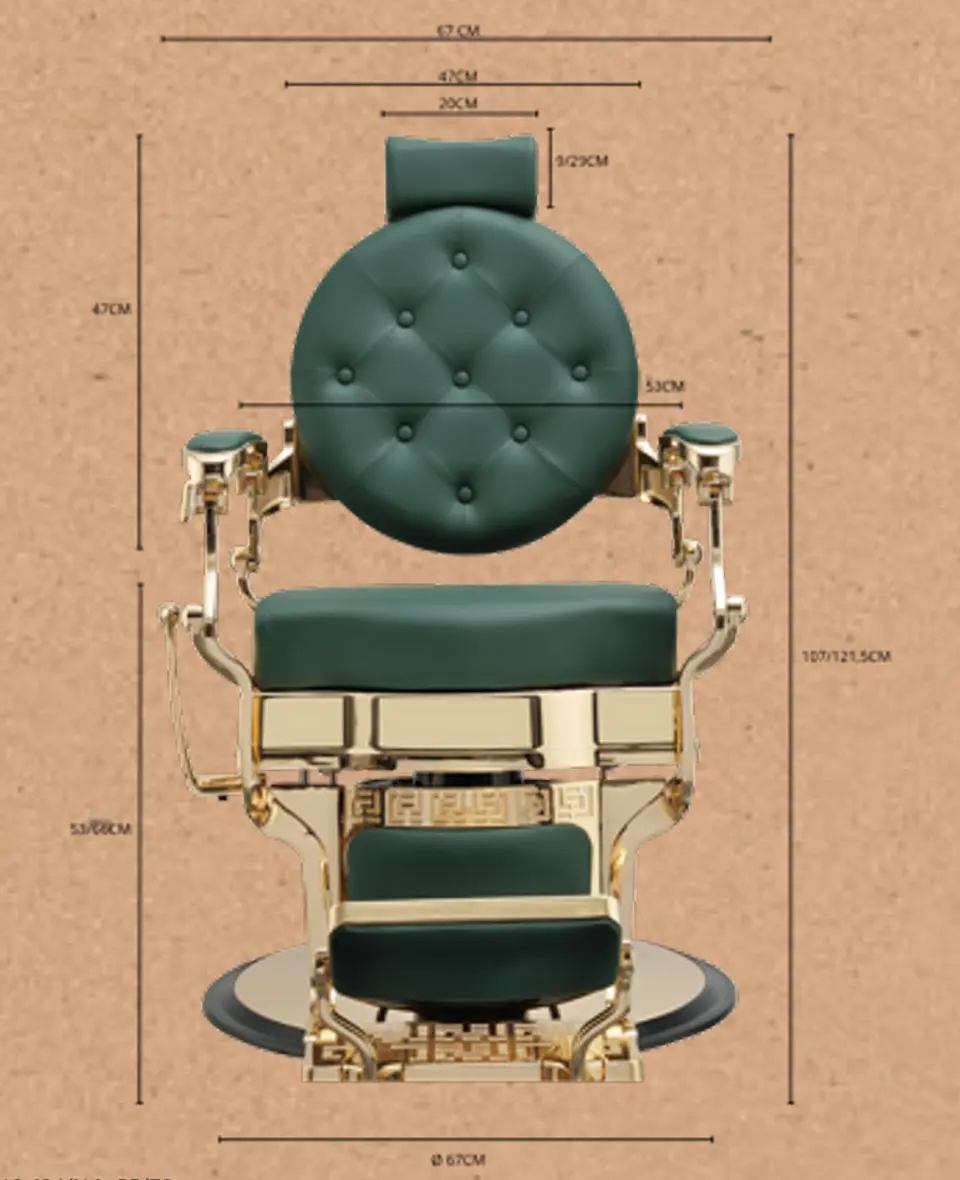 Cadeira de Barbeiro modelo BUZZ Gold Green 5