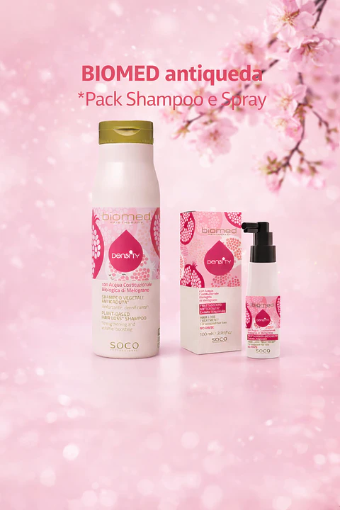 Pack Biomed Shampoo antiqueda e Loção Spray tratamento antiqueda 