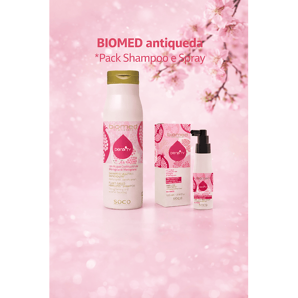 Pack Biomed Shampoo antiqueda e Loção Spray tratamento antiqueda 