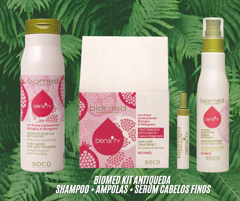 Biomed kit antiqueda Shampoo + ampolas 12x6ml + Sérum para cabelos finos e sem volume