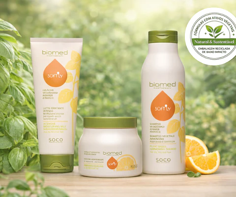 Biomed Softly Kit para nutrir em profundidade cabelos secos e sensibilizados 3un