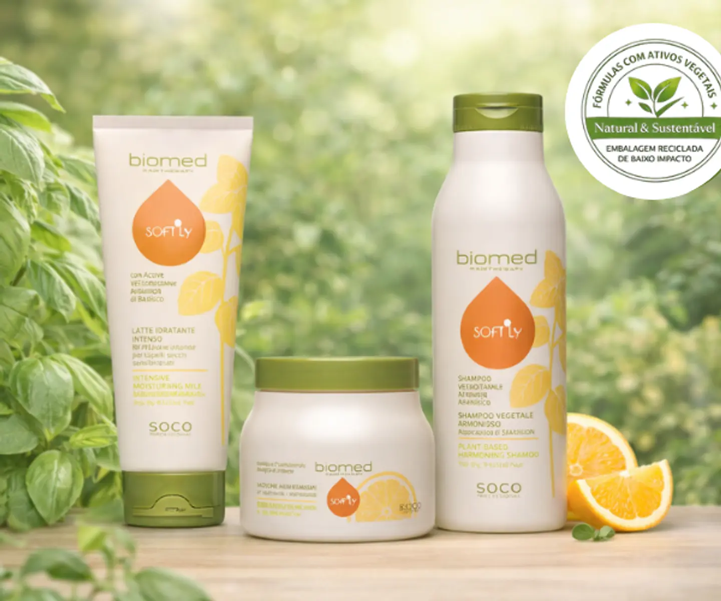 Biomed Softly Kit para nutrir em profundidade cabelos secos e sensibilizados 3un 2
