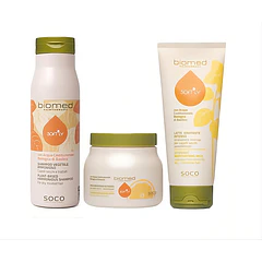 Biomed Softly Kit para nutrir em profundidade cabelos secos e sensibilizados 3un
