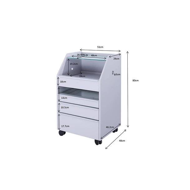 Carrinho de Estética Tash em Madeira Contraplacada com Gaveta UV 7