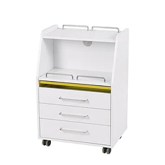 Carrinho Branco Spin com 3 Gavetas e UV Weelko WKT001 | Mobiliário Profissional