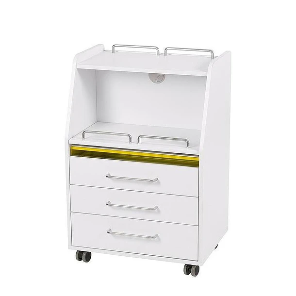 Carrinho Branco com 3 Gavetas e UV Weelko WKT001 | Mobiliário Profissional 1