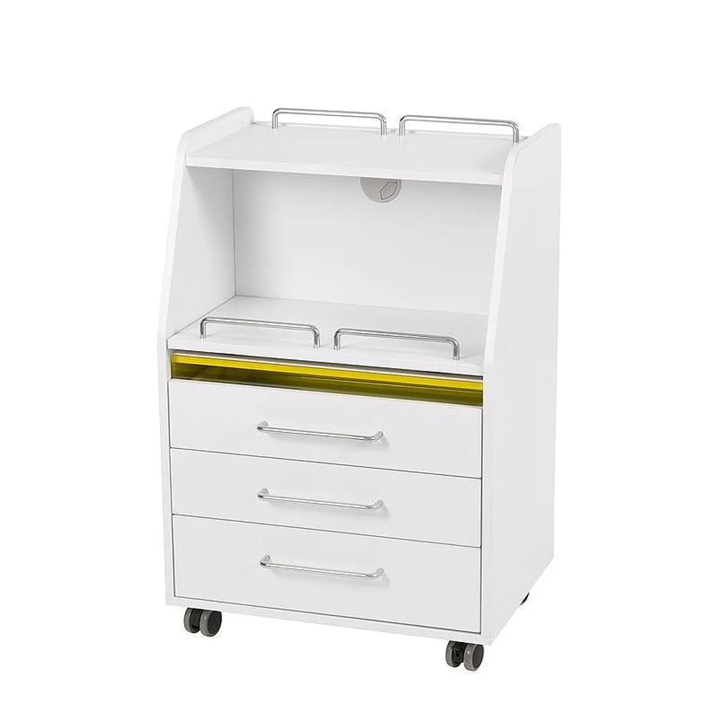 Carrinho Branco Spin com 3 Gavetas e UV Weelko WKT001 | Mobiliário Profissional 1