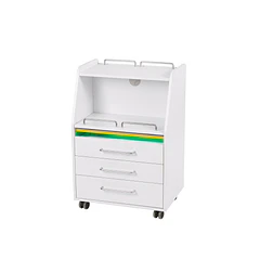 Carrinho Branco Spin com 3 Gavetas e UV Weelko WKT001 | Mobiliário Profissional