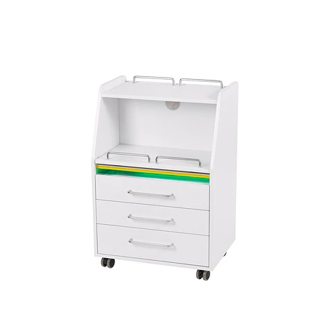 Carrinho Branco Spin com 3 Gavetas e UV Weelko WKT001 | Mobiliário Profissional