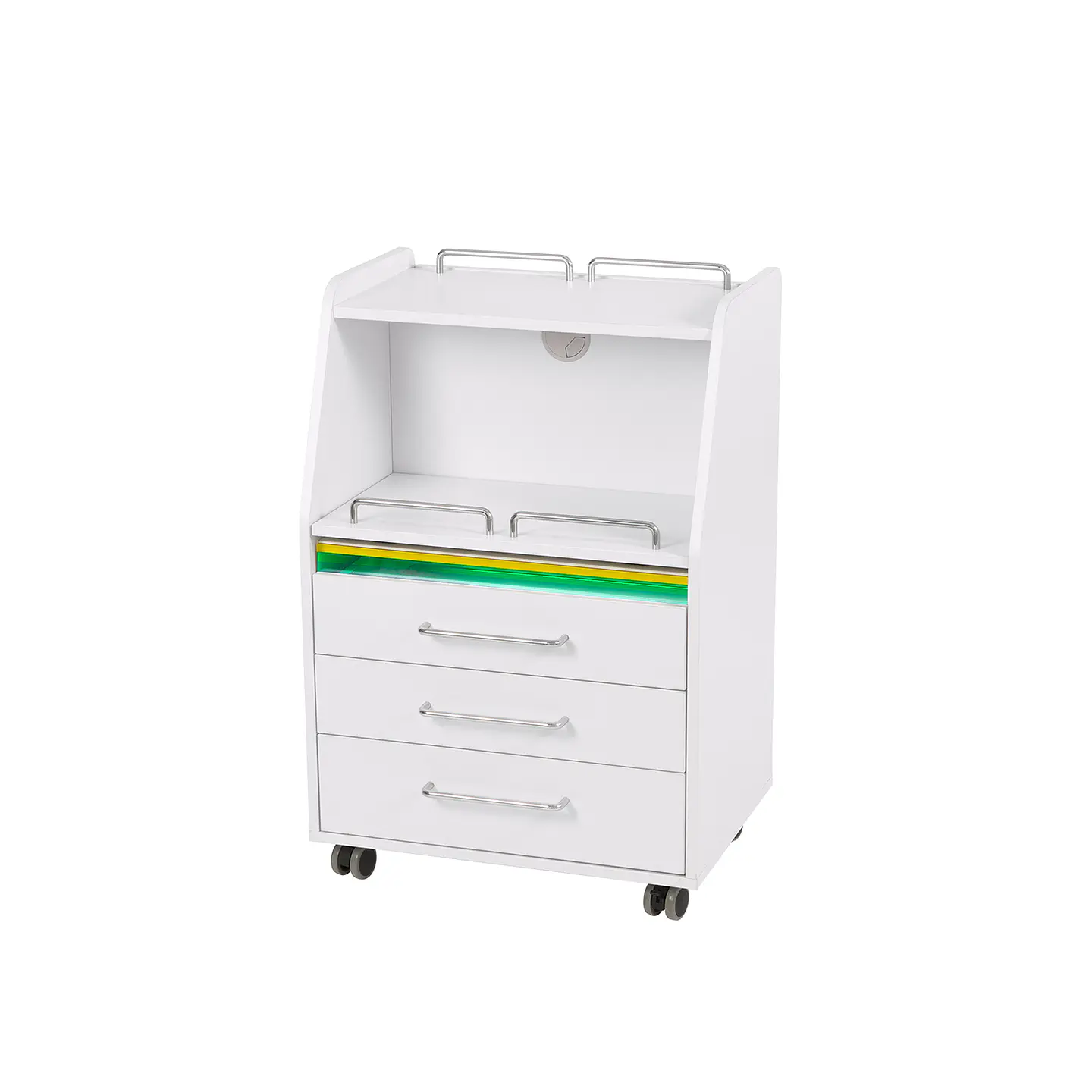 Carrinho Branco Spin com 3 Gavetas e UV Weelko WKT001 | Mobiliário Profissional 2