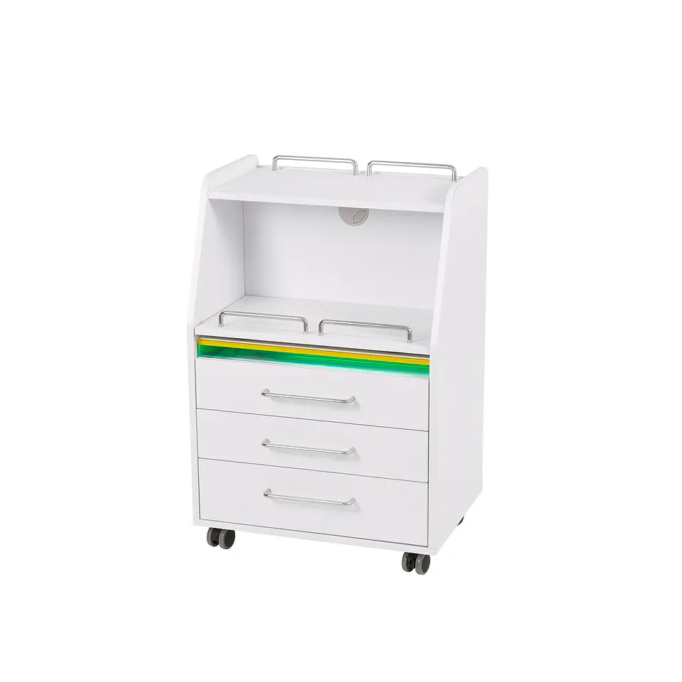 Carrinho Branco Spin com 3 Gavetas e UV Weelko WKT001 | Mobiliário Profissional 2