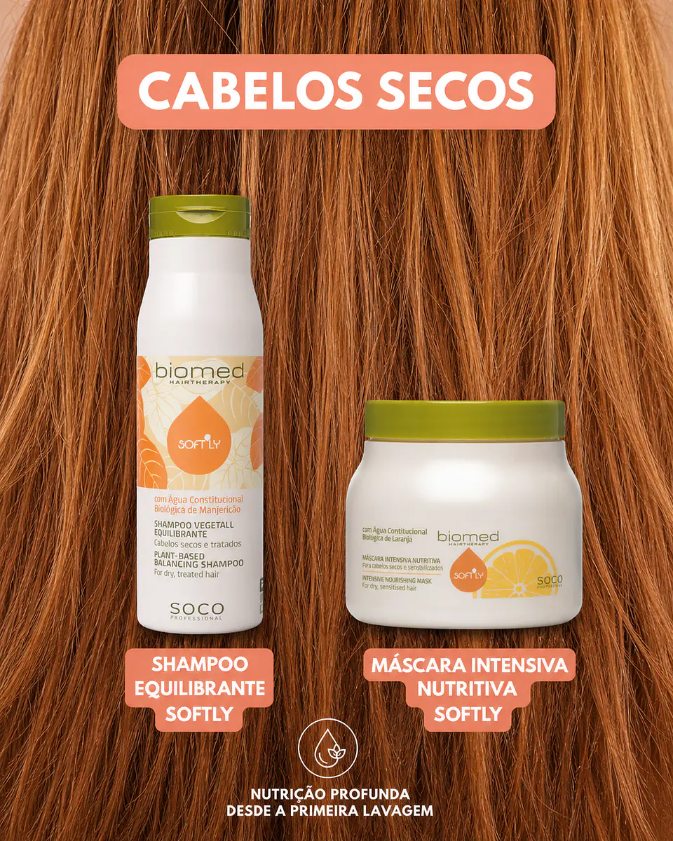 Biomed Softly kit máscara e shampoo Hidratação e Nutrição Intensa 3
