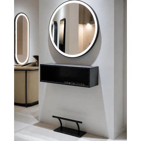 Conjunto de Toucador 3 Pc — Espelho LED + Bancada + Pousa‑Pés